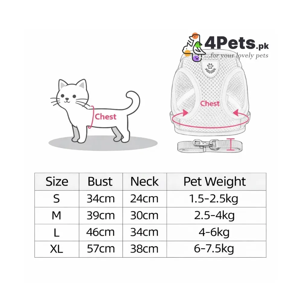 Breathable Pet Harness With Leash